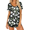 image:imageEkouaer Womens Pajama Short Sleeve Sleepwear Soft Pj Set Cotton Top and Shorts Pajamas SetStyle 1blackwhite Lily