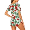 image:imageEkouaer Womens Pajama Short Sleeve Sleepwear Soft Pj Set Cotton Top and Shorts Pajamas SetStyle 1white Rose Flowers