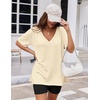 image:imageEkouaer Womens Pajamas 2 Piece Lounge Sets Oversized V Neck TShirts Tops Biker Shorts Set Workout Reversible Tracksuit SXXLApricot