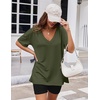 image:imageEkouaer Womens Pajamas 2 Piece Lounge Sets Oversized V Neck TShirts Tops Biker Shorts Set Workout Reversible Tracksuit SXXLArmy GreenBlack