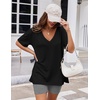 image:imageEkouaer Womens Pajamas 2 Piece Lounge Sets Oversized V Neck TShirts Tops Biker Shorts Set Workout Reversible Tracksuit SXXLBlackDark Gray