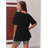 image:imageEkouaer Womens Pajamas 2 Piece Lounge Sets Oversized V Neck TShirts Tops Biker Shorts Set Workout Reversible Tracksuit SXXLBlackDark Gray