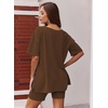 image:imageEkouaer Womens Pajamas 2 Piece Lounge Sets Oversized V Neck TShirts Tops Biker Shorts Set Workout Reversible Tracksuit SXXLBrown