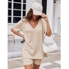 image:imageEkouaer Womens Pajamas 2 Piece Lounge Sets Oversized V Neck TShirts Tops Biker Shorts Set Workout Reversible Tracksuit SXXLChampagne