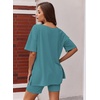image:imageEkouaer Womens Pajamas 2 Piece Lounge Sets Oversized V Neck TShirts Tops Biker Shorts Set Workout Reversible Tracksuit SXXLDark Blue