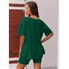 image:imageEkouaer Womens Pajamas 2 Piece Lounge Sets Oversized V Neck TShirts Tops Biker Shorts Set Workout Reversible Tracksuit SXXLEvergreen