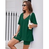 image:imageEkouaer Womens Pajamas 2 Piece Lounge Sets Oversized V Neck TShirts Tops Biker Shorts Set Workout Reversible Tracksuit SXXLEvergreen
