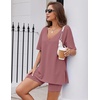 image:imageEkouaer Womens Pajamas 2 Piece Lounge Sets Oversized V Neck TShirts Tops Biker Shorts Set Workout Reversible Tracksuit SXXLGray Purple