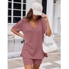 image:imageEkouaer Womens Pajamas 2 Piece Lounge Sets Oversized V Neck TShirts Tops Biker Shorts Set Workout Reversible Tracksuit SXXLGray Purple
