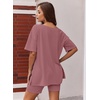 image:imageEkouaer Womens Pajamas 2 Piece Lounge Sets Oversized V Neck TShirts Tops Biker Shorts Set Workout Reversible Tracksuit SXXLGray Purple