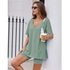 image:imageEkouaer Womens Pajamas 2 Piece Lounge Sets Oversized V Neck TShirts Tops Biker Shorts Set Workout Reversible Tracksuit SXXLIce Green