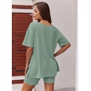image:imageEkouaer Womens Pajamas 2 Piece Lounge Sets Oversized V Neck TShirts Tops Biker Shorts Set Workout Reversible Tracksuit SXXLIce Green