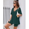 image:imageEkouaer Womens Pajamas 2 Piece Lounge Sets Oversized V Neck TShirts Tops Biker Shorts Set Workout Reversible Tracksuit SXXLLake Green