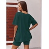 image:imageEkouaer Womens Pajamas 2 Piece Lounge Sets Oversized V Neck TShirts Tops Biker Shorts Set Workout Reversible Tracksuit SXXLLake Green