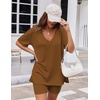 image:imageEkouaer Womens Pajamas 2 Piece Lounge Sets Oversized V Neck TShirts Tops Biker Shorts Set Workout Reversible Tracksuit SXXLLight Brown