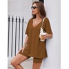 image:imageEkouaer Womens Pajamas 2 Piece Lounge Sets Oversized V Neck TShirts Tops Biker Shorts Set Workout Reversible Tracksuit SXXLLight Brown