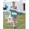 image:imageEkouaer Womens Pajamas 2 Piece Lounge Sets Oversized V Neck TShirts Tops Biker Shorts Set Workout Reversible Tracksuit SXXLLight GreenStripes