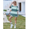 image:imageEkouaer Womens Pajamas 2 Piece Lounge Sets Oversized V Neck TShirts Tops Biker Shorts Set Workout Reversible Tracksuit SXXLLight GreenStripes