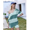 image:imageEkouaer Womens Pajamas 2 Piece Lounge Sets Oversized V Neck TShirts Tops Biker Shorts Set Workout Reversible Tracksuit SXXLLight GreenStripes