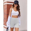 image:imageEkouaer Womens Pajamas 2 Piece Lounge Sets Oversized V Neck TShirts Tops Biker Shorts Set Workout Reversible Tracksuit SXXLLight Grey