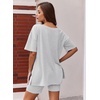 image:imageEkouaer Womens Pajamas 2 Piece Lounge Sets Oversized V Neck TShirts Tops Biker Shorts Set Workout Reversible Tracksuit SXXLLight Grey