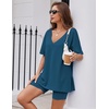 image:imageEkouaer Womens Pajamas 2 Piece Lounge Sets Oversized V Neck TShirts Tops Biker Shorts Set Workout Reversible Tracksuit SXXLNavy Blue