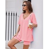 image:imageEkouaer Womens Pajamas 2 Piece Lounge Sets Oversized V Neck TShirts Tops Biker Shorts Set Workout Reversible Tracksuit SXXLOrange Pink