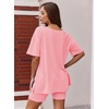image:imageEkouaer Womens Pajamas 2 Piece Lounge Sets Oversized V Neck TShirts Tops Biker Shorts Set Workout Reversible Tracksuit SXXLOrange Pink