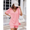 image:imageEkouaer Womens Pajamas 2 Piece Lounge Sets Oversized V Neck TShirts Tops Biker Shorts Set Workout Reversible Tracksuit SXXLOrange Pink