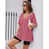 image:imageEkouaer Womens Pajamas 2 Piece Lounge Sets Oversized V Neck TShirts Tops Biker Shorts Set Workout Reversible Tracksuit SXXLPeach Pink