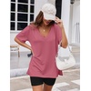 image:imageEkouaer Womens Pajamas 2 Piece Lounge Sets Oversized V Neck TShirts Tops Biker Shorts Set Workout Reversible Tracksuit SXXLPeach Pink