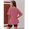 image:imageEkouaer Womens Pajamas 2 Piece Lounge Sets Oversized V Neck TShirts Tops Biker Shorts Set Workout Reversible Tracksuit SXXLPeach Pink