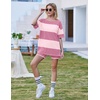 image:imageEkouaer Womens Pajamas 2 Piece Lounge Sets Oversized V Neck TShirts Tops Biker Shorts Set Workout Reversible Tracksuit SXXLPinkStripes