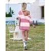 image:imageEkouaer Womens Pajamas 2 Piece Lounge Sets Oversized V Neck TShirts Tops Biker Shorts Set Workout Reversible Tracksuit SXXLPinkStripes