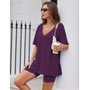 image:imageEkouaer Womens Pajamas 2 Piece Lounge Sets Oversized V Neck TShirts Tops Biker Shorts Set Workout Reversible Tracksuit SXXLPurple
