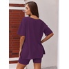 image:imageEkouaer Womens Pajamas 2 Piece Lounge Sets Oversized V Neck TShirts Tops Biker Shorts Set Workout Reversible Tracksuit SXXLPurple