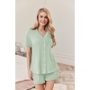 image:imageEkouaer Womens Pajamas 2 Piece Ribbed Knit Pjs Button Down Sleepwear Set Summer Casual Loungewear Lounge SetsLight Green