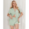 image:imageEkouaer Womens Pajamas 2 Piece Ribbed Knit Pjs Button Down Sleepwear Set Summer Casual Loungewear Lounge SetsLight Green