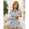image:imageEkouaer Womens Pajamas 2 Piece Ribbed Knit Pjs Short Sleeve Sleepwear Set Summer Soft Pajamas Set Casual Lounge SetsCats