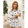 image:imageEkouaer Womens Pajamas 2 Piece Ribbed Knit Pjs Short Sleeve Sleepwear Set Summer Soft Pajamas Set Casual Lounge SetsCute Cat