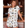 image:imageEkouaer Womens Pajamas 2 Piece Ribbed Knit Pjs Short Sleeve Sleepwear Set Summer Soft Pajamas Set Casual Lounge SetsCute Cat
