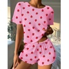 image:imageEkouaer Womens Pajamas 2 Piece Ribbed Knit Pjs Short Sleeve Sleepwear Set Summer Soft Pajamas Set Casual Lounge SetsPink Cherry Bow