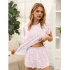 image:imageEkouaer Womens Pajamas 2 Piece Ribbed Knit Pjs Short Sleeve Sleepwear Set Summer Soft Pajamas Set Casual Lounge SetsPink Leopard