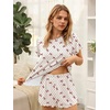 image:imageEkouaer Womens Pajamas 2 Piece Ribbed Knit Pjs Short Sleeve Sleepwear Set Summer Soft Pajamas Set Casual Lounge SetsPoints Bow Tie