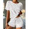 image:imageEkouaer Womens Pajamas 2 Piece Ribbed Knit Pjs Short Sleeve Sleepwear Set Summer Soft Pajamas Set Casual Lounge SetsWhite Love