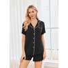 image:imageEkouaer Womens Pajamas Set 2 Pack Button Down Summer Sleepwear Short Sleeve Comfy Pjs Loungewear SetBlackBlack Stars