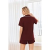 image:imageEkouaer Womens Pajamas Set 2 Pack Button Down Summer Sleepwear Short Sleeve Comfy Pjs Loungewear SetBlackWine Red