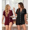 image:imageEkouaer Womens Pajamas Set 2 Pack Button Down Summer Sleepwear Short Sleeve Comfy Pjs Loungewear SetBlackWine Red