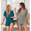image:imageEkouaer Womens Pajamas Set 2 Pack Button Down Summer Sleepwear Short Sleeve Comfy Pjs Loungewear SetBlue GreenLight Gray Stars
