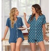 image:imageEkouaer Womens Pajamas Set 2 Pack Button Down Summer Sleepwear Short Sleeve Comfy Pjs Loungewear SetBlueBlue Stars